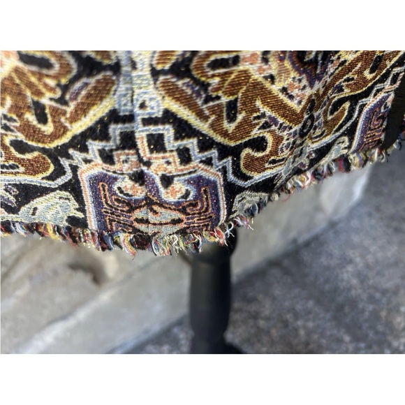 Chico's Tapestry Jacket Size 1(M) Black Brown Multi Metallic Accents Fringe EC - Picture 11 of 15